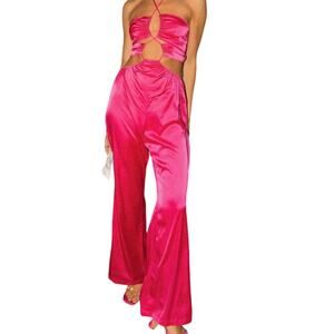 Peppermayo Causing a Commotion Flamingo Pink Jumpsuit
